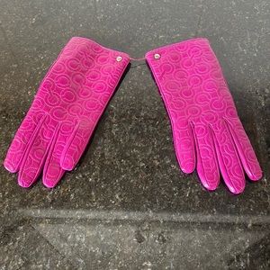 COACH pink leather gloves